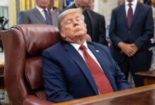 Donald Trump asleep in Oval Office