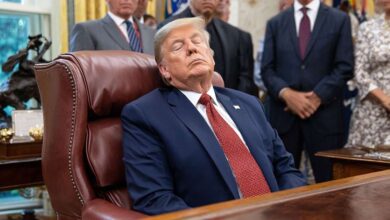 Donald Trump asleep in Oval Office