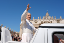Pope Leo greeting crowds St P Square