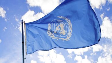 UN flag flying high