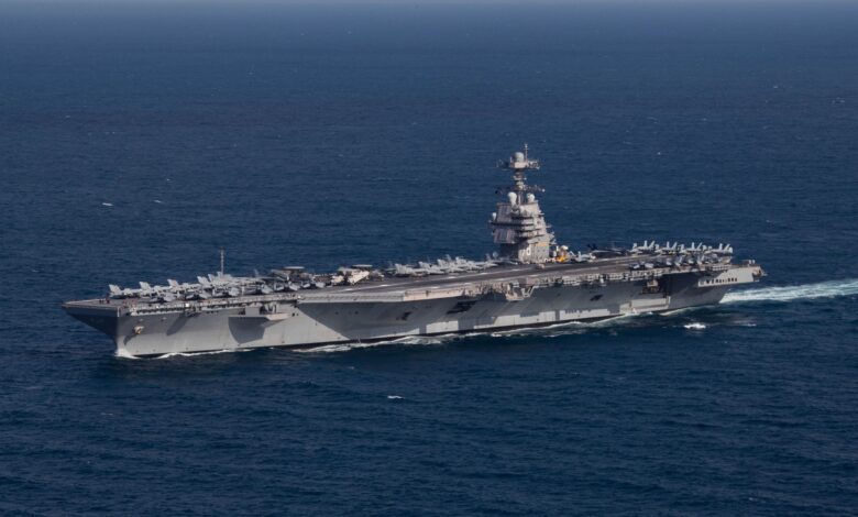 USS Gerald R. Ford CVN 78 underway in the Atlantic Ocean on 9 October 2022 221009 N TL968 1248
