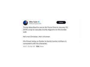 تیلور: شخصیت ترامپ با تهدید علیه مردم ایران مطابقت دارد