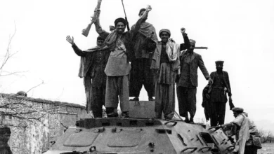 هفت ثور؛ کودتایی که مسیر تاریخ افغانستان را تغییر داد 7 jubilant afghan guerrillas on a captured russian armoured v0 pyaz67a1n40c1 e1777275569901