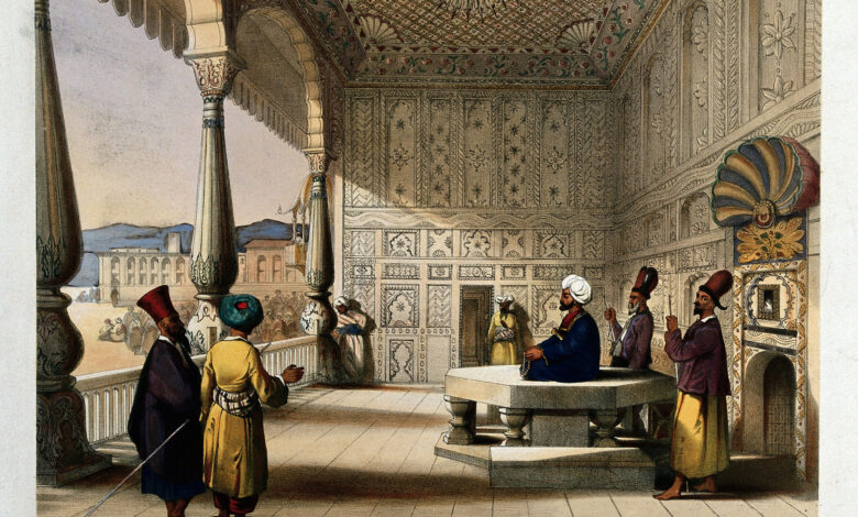 Shuja Shah Durrani and Men in his decorated palace Wellcome V0050531