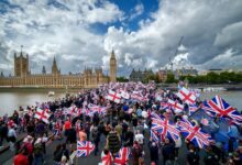 Unite The Kingdom protest London.london unitethekingdom protest england UK stgeorgesflag